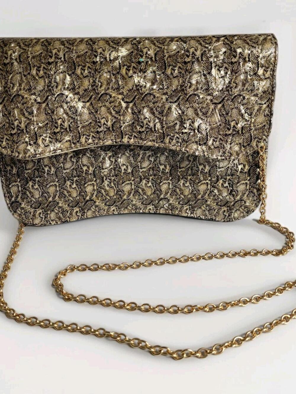 J. Renee Purse Gold Print Shoulder Bag Pocketbook Handbag